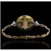 Image 2 : 18KT Two-Tone Gold 6.86ct Jade and Diamond Bracelet