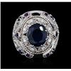 Image 1 : 14KT White Gold 9.01ctw Sapphire and Diamond Ring