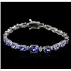 Image 1 : 14KT White Gold 12.50ctw Tanzanite and Diamond Bracelet
