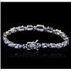 Image 2 : 14KT White Gold 12.50ctw Tanzanite and Diamond Bracelet