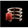 Image 1 : 14KT Rose Gold 3.06ct Coral and Diamond Ring