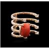Image 2 : 14KT Rose Gold 3.06ct Coral and Diamond Ring