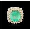Image 1 : 14KT Yellow Gold GIA Certified 28.07ct Emerald and Diamond Ring