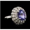 Image 2 : 14KT White Gold 4.02ct Tanzanite and Diamond Ring