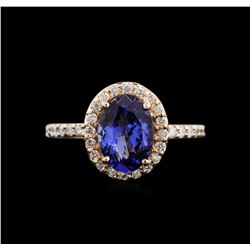 2.07ct Tanzanite and Diamond Ring - 14KT Rose Gold