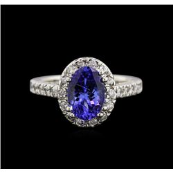 2.10ct Tanzanite and Diamond Ring - 14KT White Gold