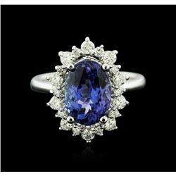 14KT White Gold 3.44ct Tanzanite and Diamond Ring