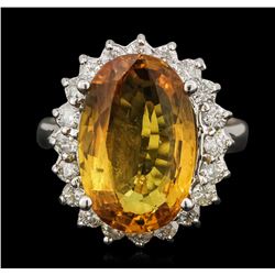14KT White Gold 6.72ct Yellow Sapphire and Diamond Ring