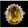 Image 1 : 14KT White Gold 6.72ct Yellow Sapphire and Diamond Ring