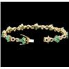 Image 3 : 14KT Yellow Gold 4.71ctw Emerald and Diamond Bracelet