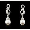 Image 1 : 14KT White Gold Pearl and Diamond Earrings