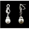 Image 2 : 14KT White Gold Pearl and Diamond Earrings