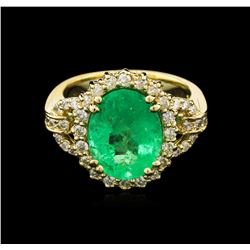 4.80ct Emerald and Diamond Ring - 14KT Yellow Gold