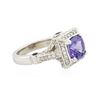 Image 2 : 14KT White Gold 2.42ct Tanzanite, Sapphire and Diamond Ring