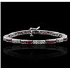 Image 1 : 14KT White Gold 0.90ctw Ruby and Diamond Bracelet