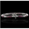 Image 2 : 14KT White Gold 0.90ctw Ruby and Diamond Bracelet