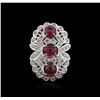 Image 1 : 14KT White Gold 6.81ctw Ruby and Diamond Ring