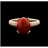 Image 1 : 14KT Rose Gold 4.70ct Coral and Diamond Ring