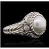 Image 2 : Sterling Silver Pearl and Cubic Zirconia Judith Ripka Ring