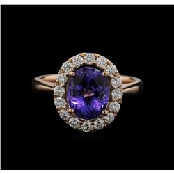 3.33ct Tanzanite and Diamond Ring - 14KT Rose Gold