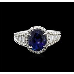14KT White Gold 3.68ct Tanzanite and Diamond Ring