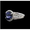 Image 2 : 14KT White Gold 3.68ct Tanzanite and Diamond Ring