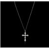 Image 2 : 14KT White Gold 0.88ctw Diamond Cross Pendant With Chain