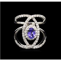 0.99ct Tanzanite and Diamond Ring - 14KT White Gold