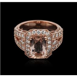 14KT Rose Gold 2.20ct Morganite and Diamond Ring