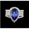 Image 1 : 18KT White Gold 3.66ct Tanzanite and Diamond Ring