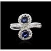 Image 1 : 14KT White Gold 0.92ct Sapphire and Diamond Ring