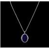 Image 1 : 14KT White Gold 12.29ct Lapis Lazuli and Diamond Pendant With Chain