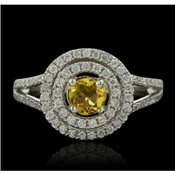 14KT White Gold 0.44ct Citrine and Diamond Ring