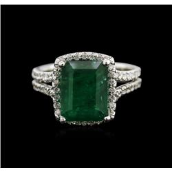 3.91ct Emerald and Diamond Ring - 14KT White Gold