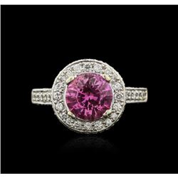 18KT Two-Tone Gold GIA Certified 2.12ct Pink Sapphire and Diamond Ring