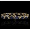 Image 3 : 14KT Yellow Gold 28.50ctw Sapphire and Diamond Bracelet