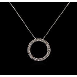 0.20ctw Diamond Circle Pendant With Chain - 14KT White Gold