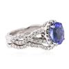 Image 2 : 14KT White Gold 1.95ct Tanzanite and Diamond Wedding Ring Set