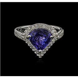2.90ct Tanzanite and Diamond Ring - 14KT White Gold