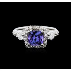 14KT White Gold 1.11ct Tanzanite and Diamond Ring