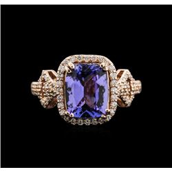 2.85ct Tanzanite and Diamond Ring - 14KT Rose Gold