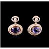 Image 1 : 14KT Rose Gold 4.26ctw Tanzanite and Diamond Earrings