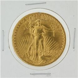 1908 $20 St. Gaudens Double Eagle Gold Coin