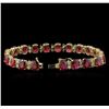 Image 3 : 38.40ctw Ruby and Diamond Bracelet - 14KT Yellow Gold