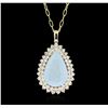Image 1 : 14KT Yellow Gold 13.37ct Opal and Diamond Pendant With Chain
