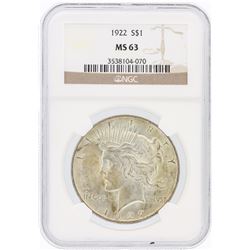 1922 NGC MS63 Peace Silver Dollar