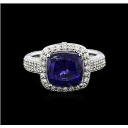18KT White Gold 4.34ct Tanzanite and Diamond Ring