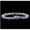 Image 2 : 9.45ctw Tanzanite and Diamond Bracelet - 14KT White Gold