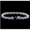 Image 3 : 9.45ctw Tanzanite and Diamond Bracelet - 14KT White Gold
