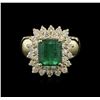 Image 1 : 3.21ct Emerald and Diamond Ring - 14KT Yellow Gold